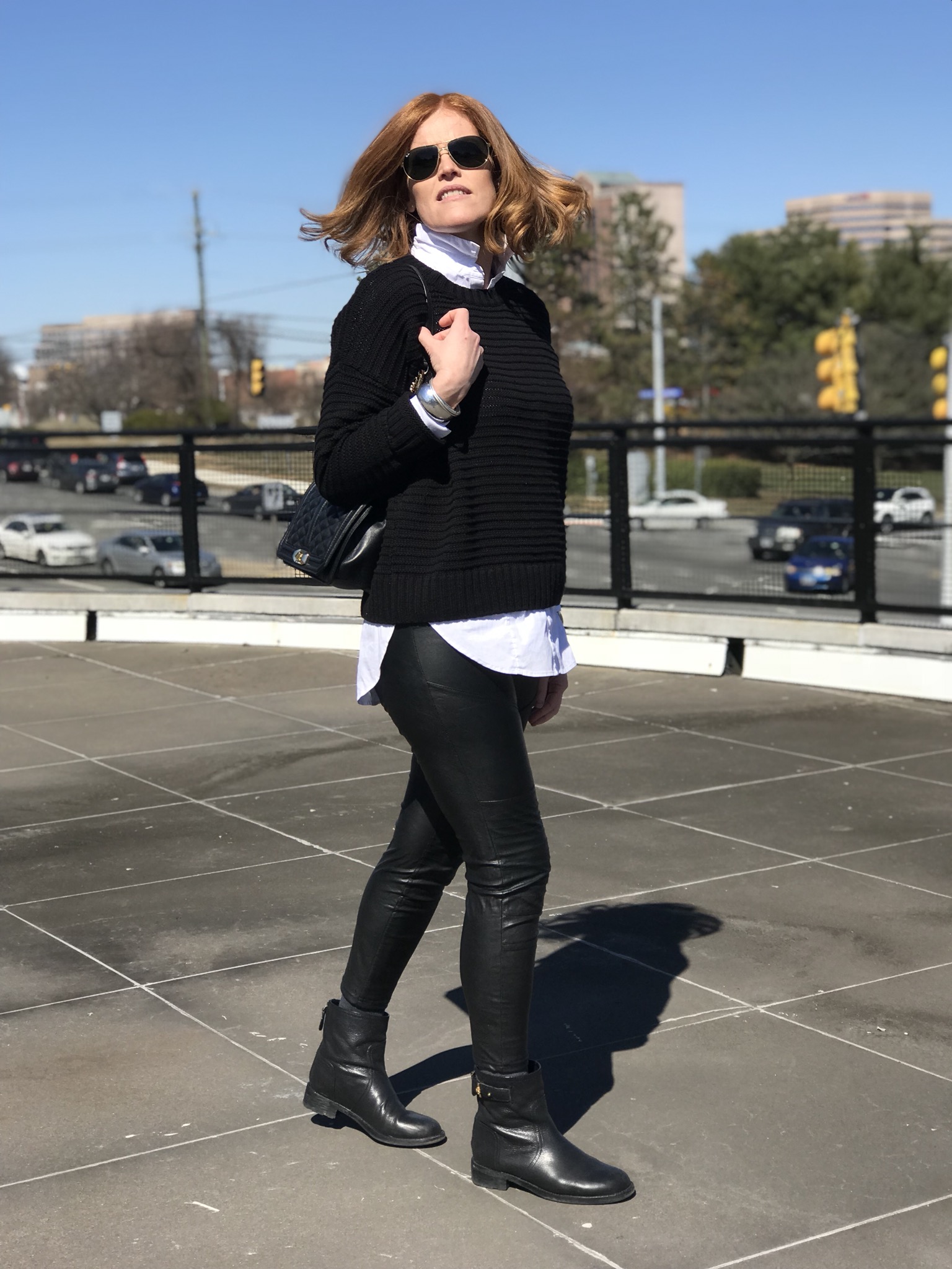 Leather Leggings Weekend Chic Outfit