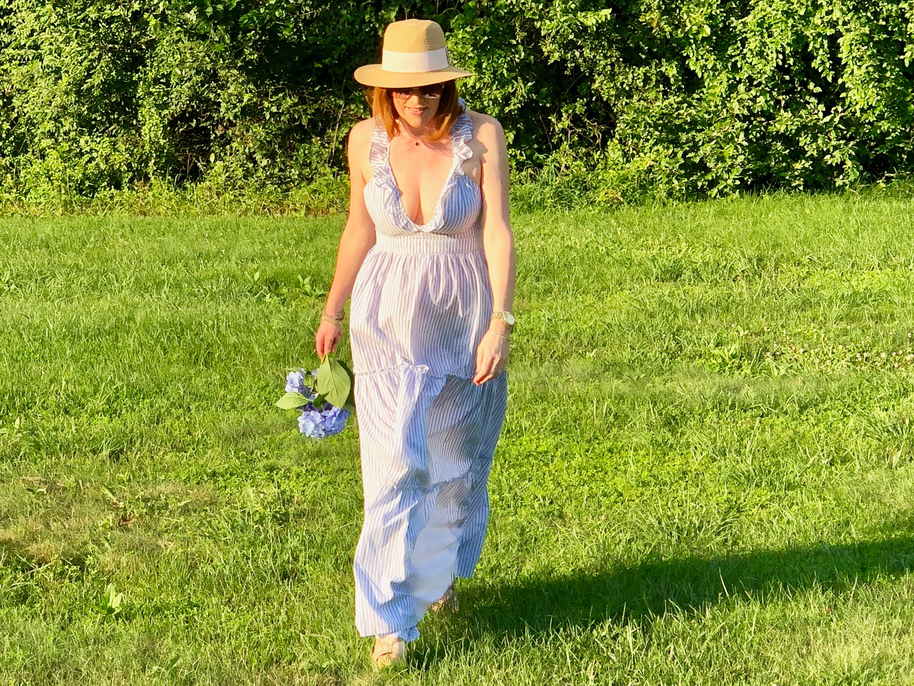 French Chic Summer Essential: The Pinstriped Maxi Dress