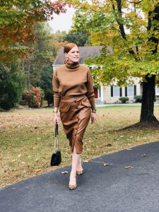 French Chic Faux Leather Skirt Fall Look & Special Feature