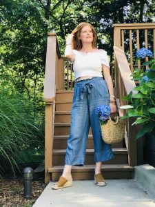 Summer Chic Look: The Little White Top & Denim Paperbag Pants